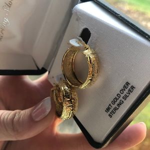 NWT Gold Textured Hoop Earrings